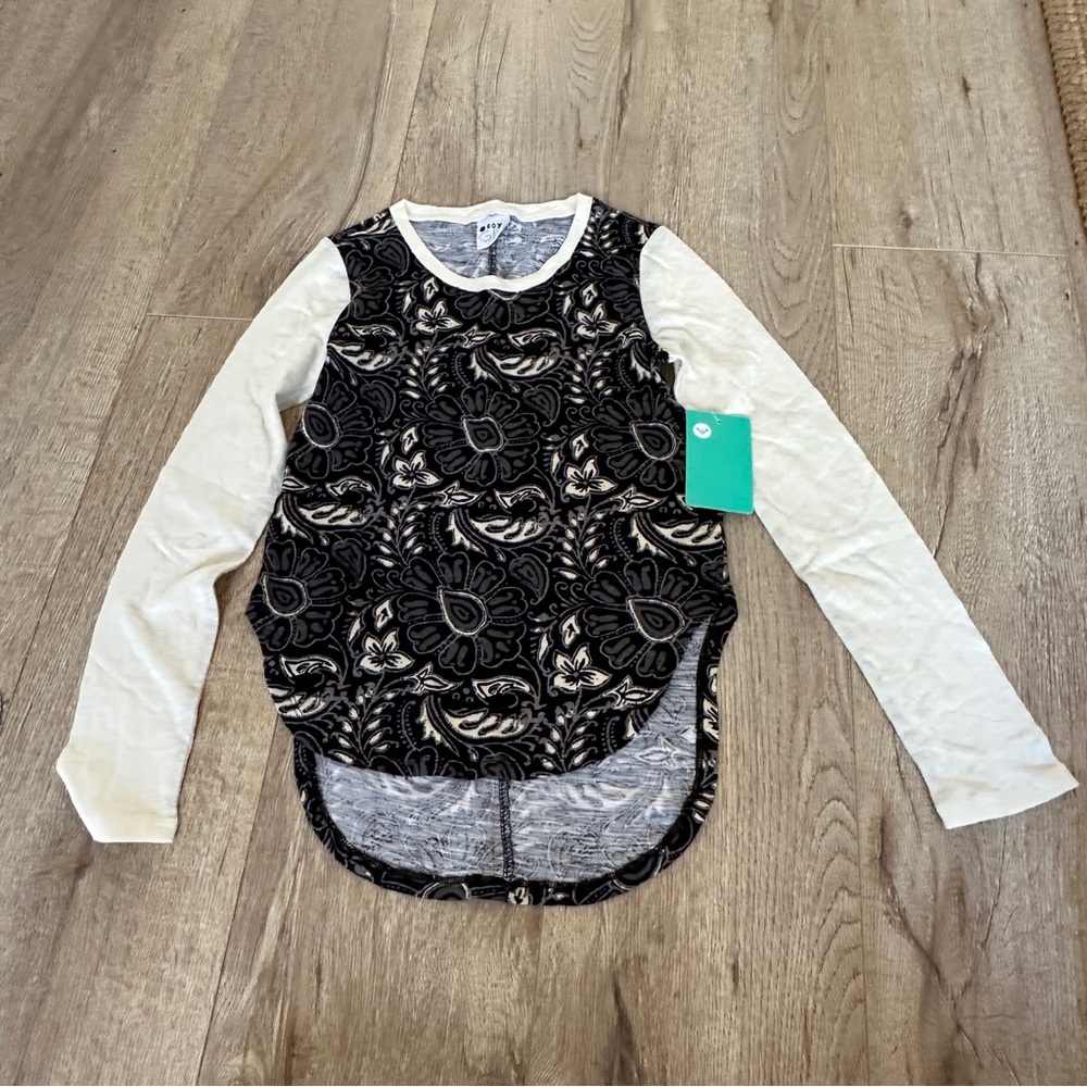 Roxy Black and White Floral Top